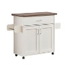 Okak Kitchen Island On Wheels with Water Resistant Top, Kitchen Cart with Adjustable Shelves, Towel Rack and Spice Rack, Countertop Organizer, White - 4 of 4