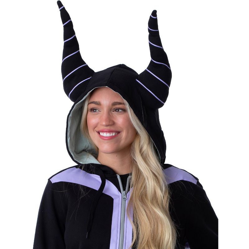 Disney Womens' Villains Maleficent 3D Horns Costume Full-Zip Hoodie, 2 of 5