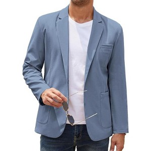 COOFANDY Men's Casual Linen Blazer Lightweight Regular Fit Sport Coat One  Button Suit Jacket Denim Blue XL : Target