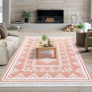 Coucheta  Area Rug 9x12 - Washable Bohemian Rug with Border, Non-Slip  Style Carpet for Living Room, Bedroom & Nursery - 1 of 4