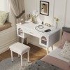 FONTOI Elegant Vanity Makeup Table with Chair, Dressing Table with Organizer, Writing Desk, White, 29.5"*18"*39.8" - 2 of 4