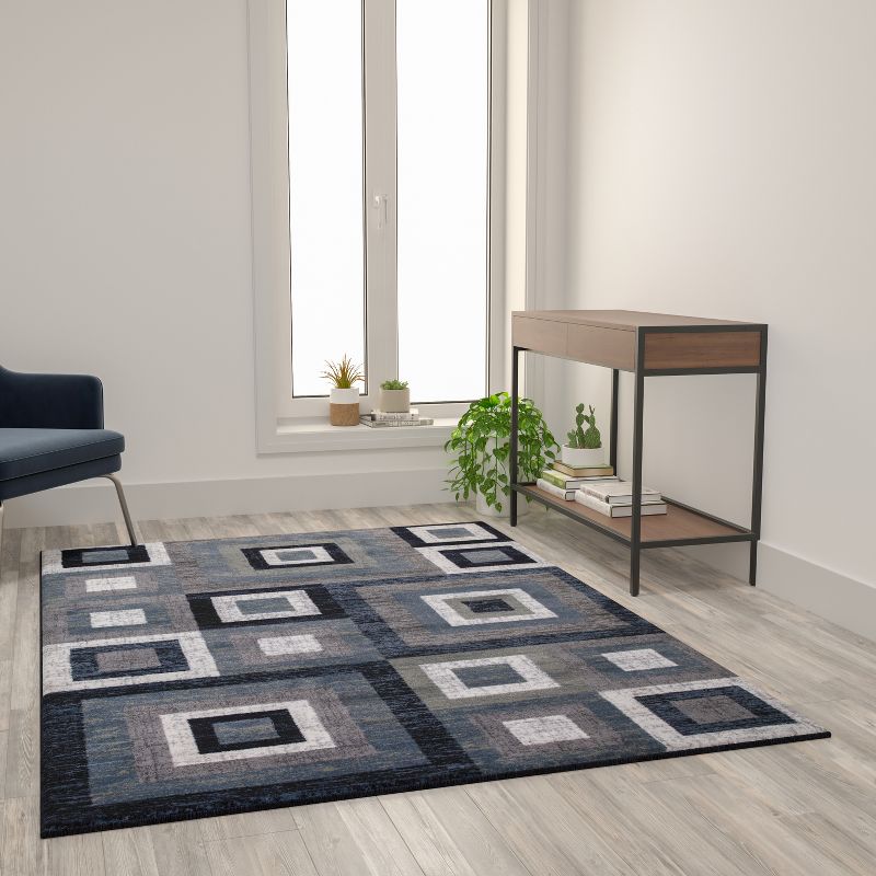 Flash Furniture Gideon Collection Geometric Olefin Area Rug with Cotton Backing, Living Room, Bedroom, 3 of 11