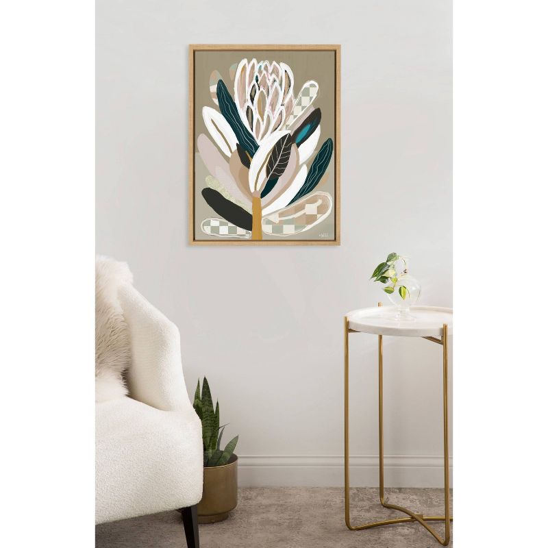 Kate &#38; Laurel All Things Decor 18&#34;x24&#34; Sylvie Sage Protea Framed Canvas Wall Art by Inkheart Designs Natural Modern Neutral Flower, 2 of 7