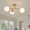 LLHZSY 3-Light Dimmable Semi Flush Mount Ceiling Light with Globe Opal Glass Shade -23 3/5" Wide, Gold - 2 of 4