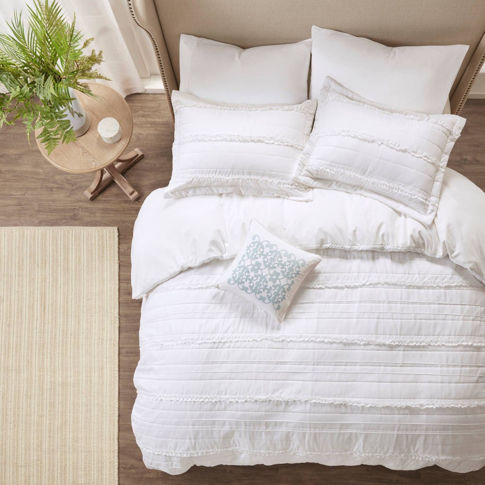 Photos - Bed Linen 4pc King/California King Alexis 2-in-1 Duvet Set - White