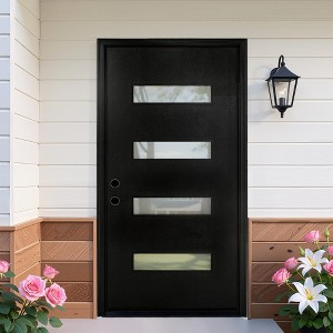 36 x 80 Fiberglass Entry Door with Brickmould, Frosted Glass - Contemporary Style for Home's Front Entrance - 1 of 4