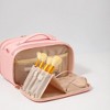 Anna-Kaci Multi-Compartment Travel Makeup Bag with Brush Holder and Transparent Pockets - Pink - 3 of 4