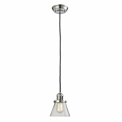 Cone - 1 Light Cord Hung Mini Pendant In Industrial Style-8 Inches Tall and 6 Inches Wide