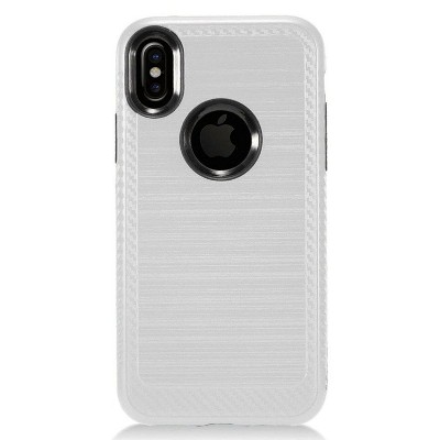 Insten Hard Hybrid Brushed TPU Cover Case For Apple iphone X XS - Silver/Black by Eagle