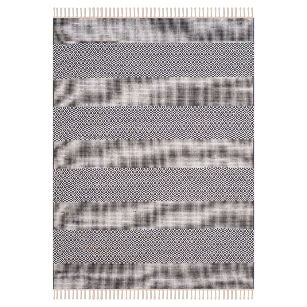 4'x6' Aubry Woven And Flatweave Rug Ivory/Navy - Safavieh