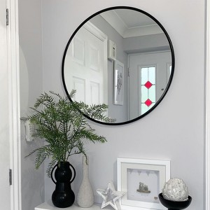 Sapphtopaz Round Bathroom Mirror, Wall Mount Vanity Mirror with Metal Frame, Wall Decor Decorative Wall Mirror for Bathroom, Over Sink, Bedroom - 1 of 4
