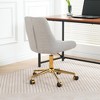 Racxily Armless Office Chair, Velvet Office Desk with Wheels, Adjustable Swivel Accent Chairs, Vanity Seat for Small Spaces - 2 of 4