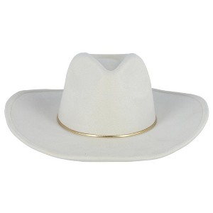 David & Young Women's Faux Suede Fedora Hat with Gold Hatband - 1 of 3