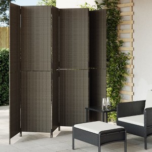vidaXL Room Divider 6 Panels Gray Poly Rattan - 1 of 4