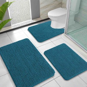 BAGOKIE 3 Piece Chenille Bathroom Rug Set - 1 of 4