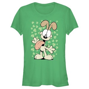 Juniors Womens Garfield St. Patrick's Day Odie Lucky Shamrocks T-Shirt - 1 of 4