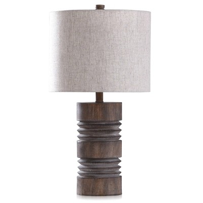 Round Moulded Table Lamp with Ribbed Wood - StyleCraft