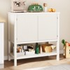 Farmhouse Console Table with Storage - 2 Fluted Door, Wooden Buffet Sideboard with Shelf for Living Room, Dining Room, Kitchen, Hallway, Entryway - 2 of 4