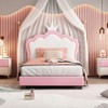 NicBex Twin Size Princess Upholstered Bed Frame with Crown-Shaped Headboard for Girls,Solid Wood Slats Support,Easy Assembly,White+Pink/Pink+White - 2 of 4