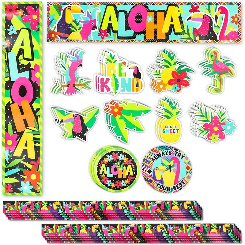Bright Creations 40 Piece Aloha Tropical Bulletin Board Banner Borders & Cutout Classroom Decorations, 1 of 7