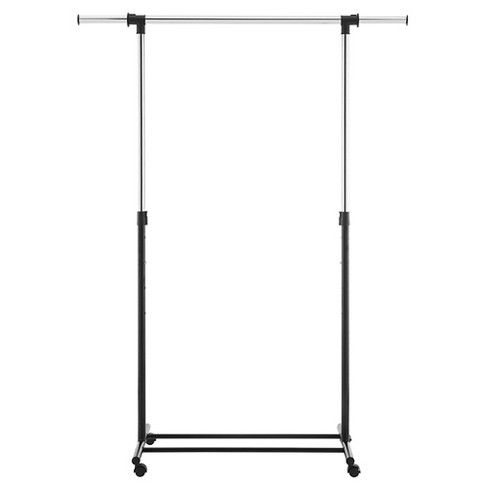 Metal Base Adjustable Single Rod Garment Rack - Black ...