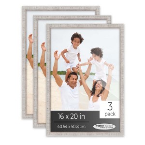 PosterPalooza | Pack of 3 Rustic White Picture Frames | Solid Wood | UV-Resistant Acrylic | Easy Gallery Wall - 1 of 4