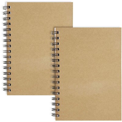 Paper Junkie 2-Pack Brown Kraft Cover Spiral Lined & Dotted Notebook Journal (8.25 x 6.25 in, 100 Sheet)