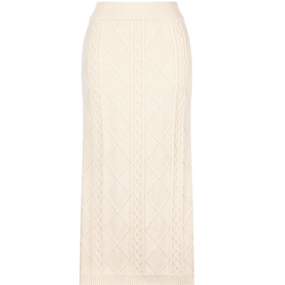 INSPIRE CHIC Women's Ribbed Elastic High Waist Stretchy Pencil Casual Sweater Midi Skirt