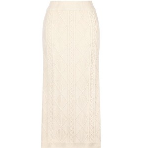 INSPIRE CHIC Women's Ribbed Elastic High Waist Stretchy Pencil Casual Sweater Midi Skirt - 1 of 4