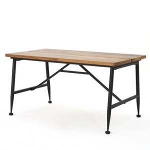 Eleanora Industrial Coffee Table: Weather-Resistant Acacia & Iron - Christopher Knight Home - 1 of 4