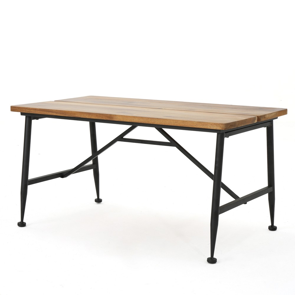 Eleanora Industrial Coffee Table: Weather-Resistant Acacia & Iron - Christopher Knight Home