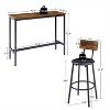 CIPACHO Bar Table Set with 2 Bar stools PU Soft seat with backrest, Rustic Brown, 43.31'' L x 15.75'' W x 35.43'' H. - 2 of 4