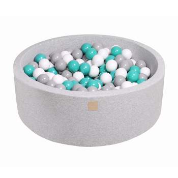 MeowBaby Large Round 35 Inch Round by 11.5 Inch Tall Baby Toddler Foam Ball Pit with 200 Full Foam Balls and Zippered Covered, Turquoise/Gray/White