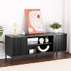 Jojoka TV Stand for 55/65 inch TV, Rustic Modern Industrial Television Stand Mid Century Modern TV Console,Black - 3 of 4