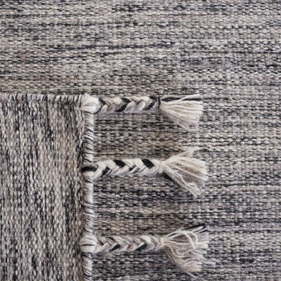 Handmade Geometric Flat-Weave Wool Rug - Gray 4' x 6'