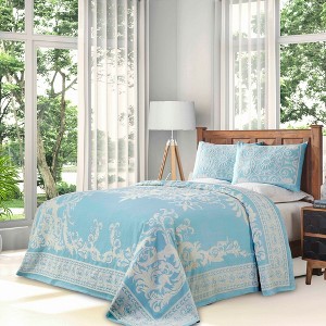 Lightweight Cotton Blend Oversized Jacquard Vintage Medallion Bedspread Set by Blue Nile Mills - 1 of 4