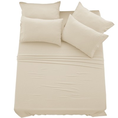 6 Piece Bed Sheet Set Ultra Soft Brushed Microfiber Solid Sheets with Pillow Cases - Lux Decor Collection