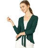 INSPIRE CHIC Women's Tie Front Long Sleeve Crop Ruffle Knit Cardigan Sweaters - 2 of 4