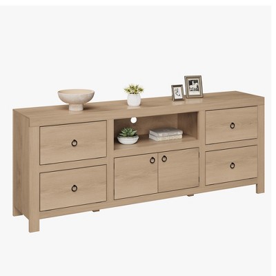 Farmhouse TV Stand for 75/80 Inch TVs, Long Entertainment Center w/ 6 Storage Drawer &Soundbar Shelf, Television Consoles Stands for living room