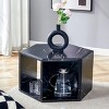 Hexagonal Coffee Table with Multi-Hole Storage,31.5"W 25"W Modern Wood Grain Marble Pattern MDF Center Table for Living Room-Baofuwish - 3 of 4