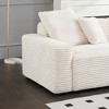 104.7'' 4-Seater Corduroy Sofa with 4 Throw Pillows, Large Living Room Couch, Soft Sponge Cushions, Orange Fabric - 3 of 4