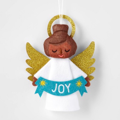 Felt 'Joy' Angel Christmas Tree Ornament Blue - Wondershop™