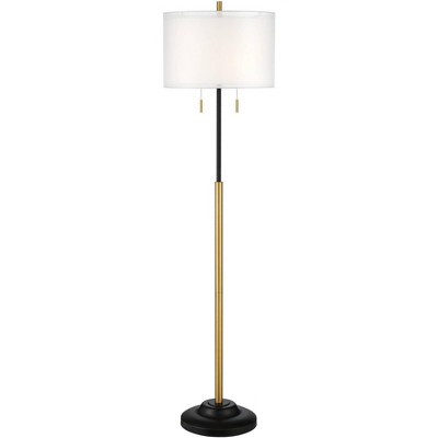 Possini Euro Design Possini Euro Roxie Mixed Metals Black Gold Floor Lamp with Double Shade