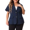 Agnes Orinda Women's Plus Size Casual Short Sleeve Notched Lapel Button Work Office Blazers - 2 of 4