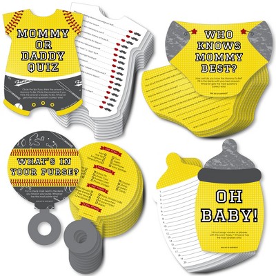 Big Dot of Happiness Grand Slam - Fastpitch Softball - 4 Baby Shower Games - 10 Cards Each - Gamerific Bundle
