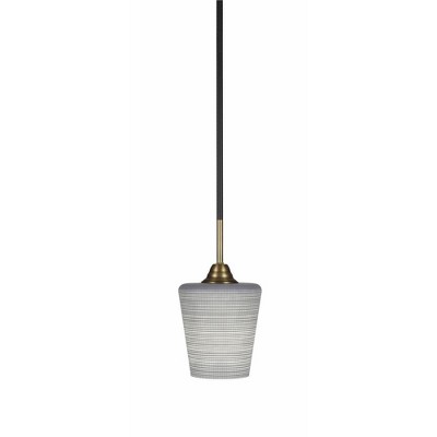 Toltec Lighting Paramount 1 - Light Pendant in  Matte Black/Brass with 6" Gray Matrix Shade