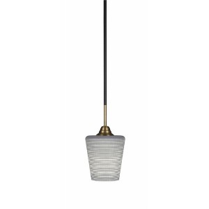 Toltec Lighting Paramount 1 - Light Pendant in  Matte Black/Brass with 6" Gray Matrix Shade - 1 of 1
