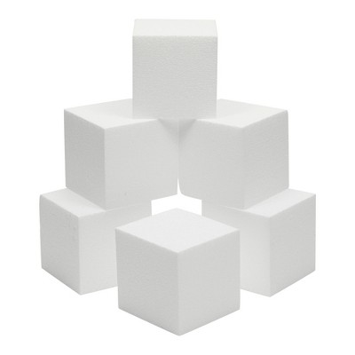 MT Products Hard Foam Blocks (6 Pack) | 4 x 4 x 4 inch Non-Squishy Craft Foam Cubes | Polystyrene Brick for Arts and Crafts Sculptures Floral