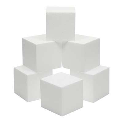 White Foam Blocks for Crafts, Polystyrene Squares for DIY Sculptures, Art Supplies (4x4x2 in, 20 Pack)