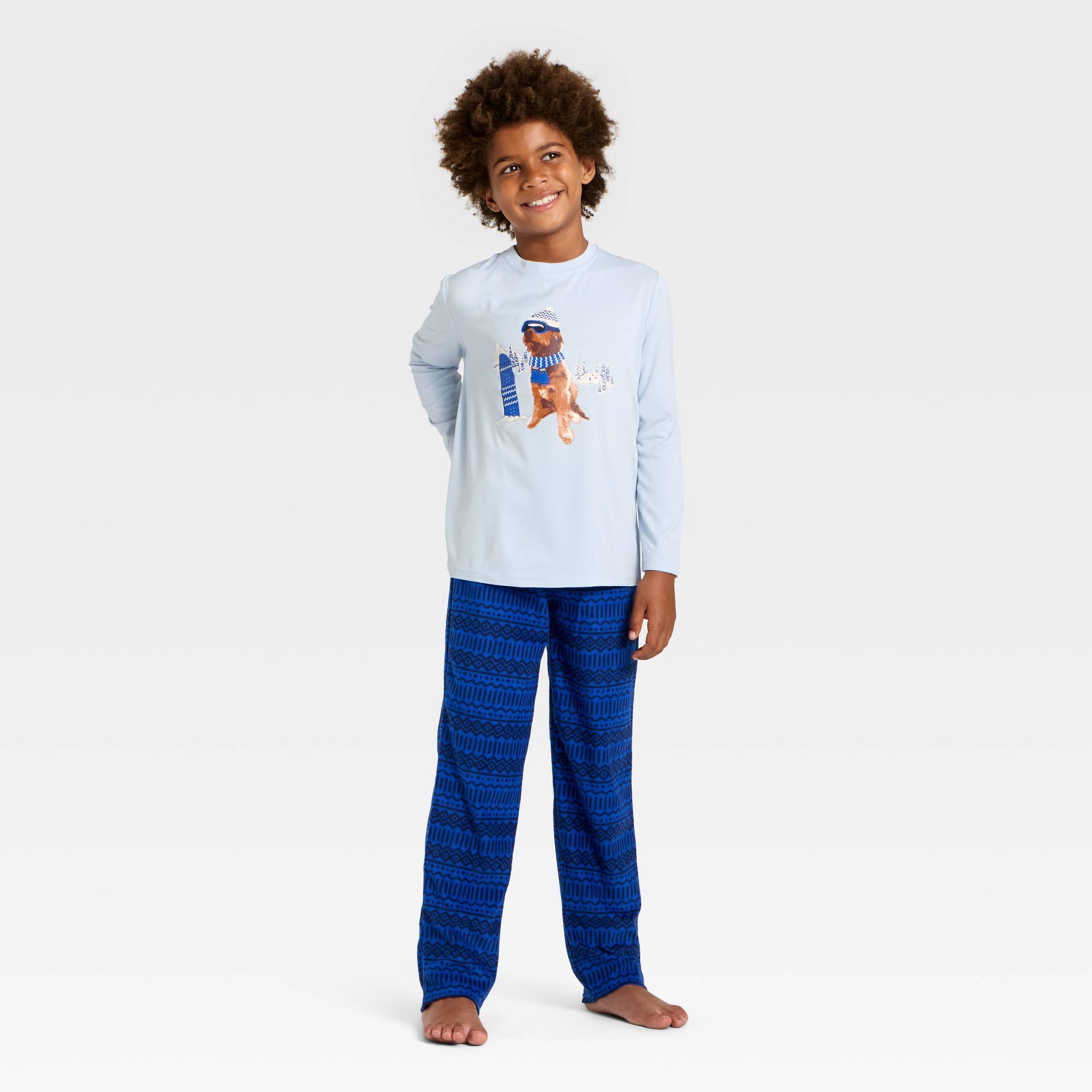 Boys' 2pc Long Sleeve Holiday Pajama Set - Cat & Jack™ Blue